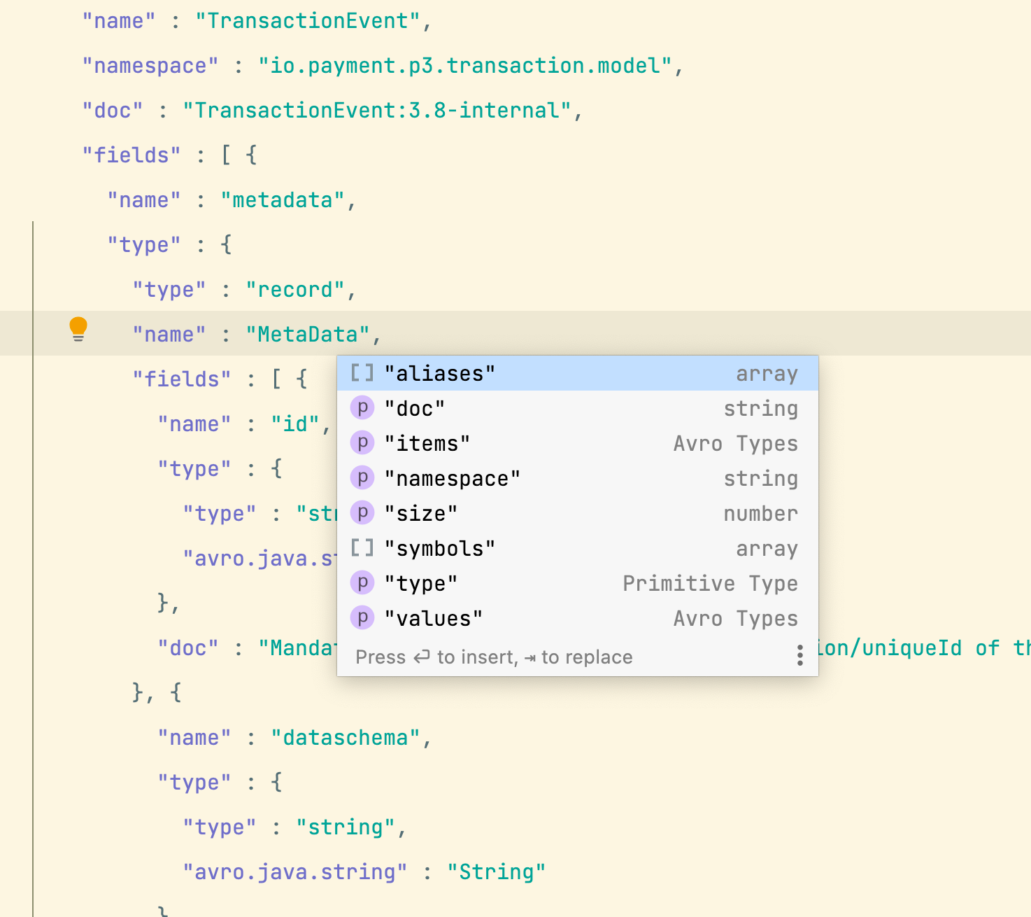 code helping with avro dialect